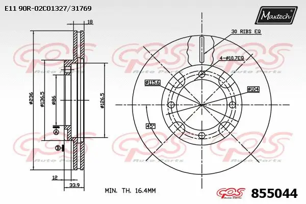 Disque de frein MAXTECH 855044