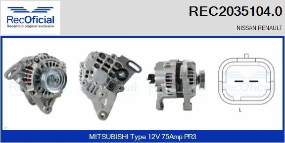Alternateur RECOFICIAL REC2035104.0