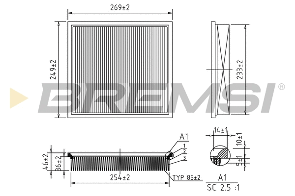 Filtre à air BREMSI FA1028
