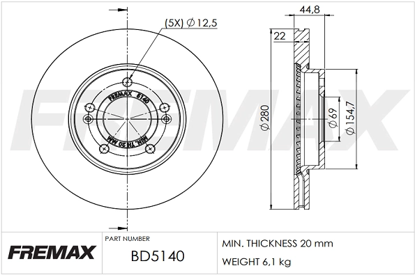 Disque de frein FREMAX BD-5140