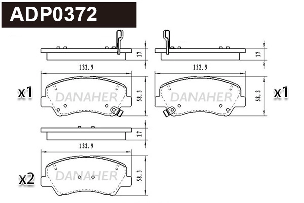 Kit de plaquettes de frein, frein à disque DANAHER ADP0372