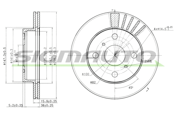 Disque de frein SIGMAUTO DBA948V