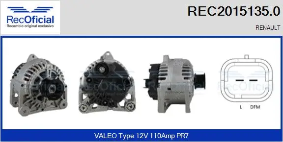 Alternateur RECOFICIAL REC2015135.0