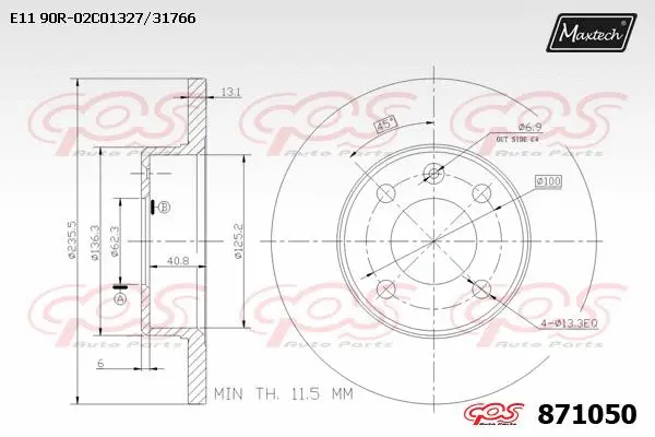 Disque de frein MAXTECH 871050