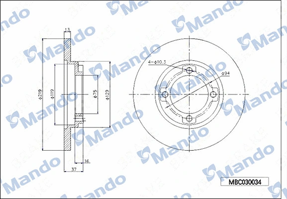 Disque de frein MANDO MBC030034