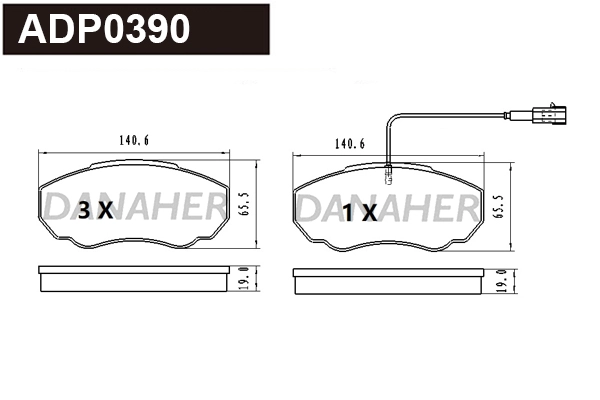 Kit de plaquettes de frein, frein à disque DANAHER ADP0390
