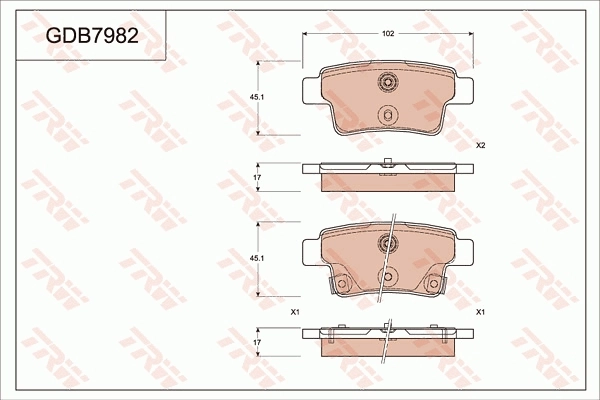 Kit de plaquettes de frein, frein à disque TRW GDB7982AT