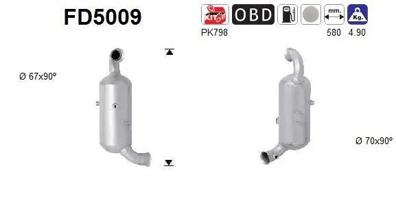 Filtre à particules / à suie, échappement AS FD5009