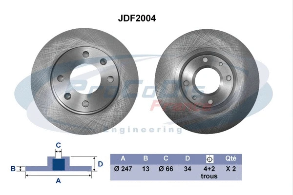 Disque de frein PROCODIS FRANCE JDF2004