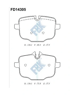 Kit de plaquettes de frein, frein à disque FBK FD14305
