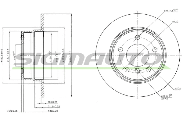 Disque de frein SIGMAUTO DBB284S