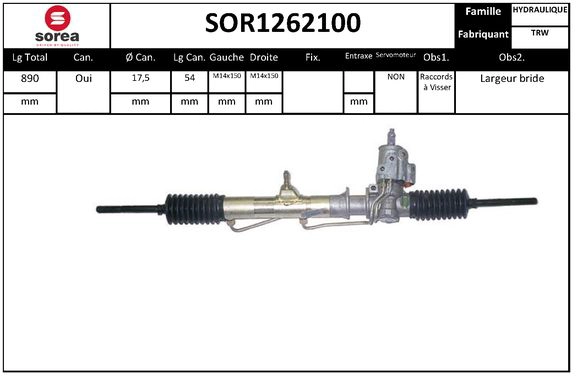 Crémaillère de direction SNRA SOR1262100