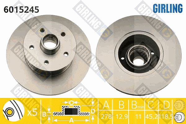 Disque de frein GIRLING 6015245