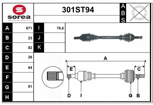 Arbre de transmission STARTCAR 301ST94