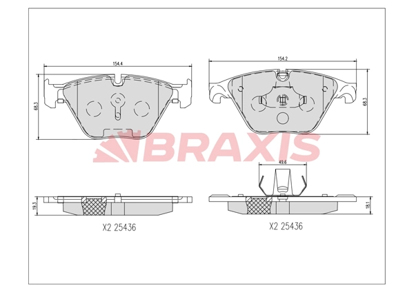 Kit de plaquettes de frein, frein à disque BRAXIS AA0738