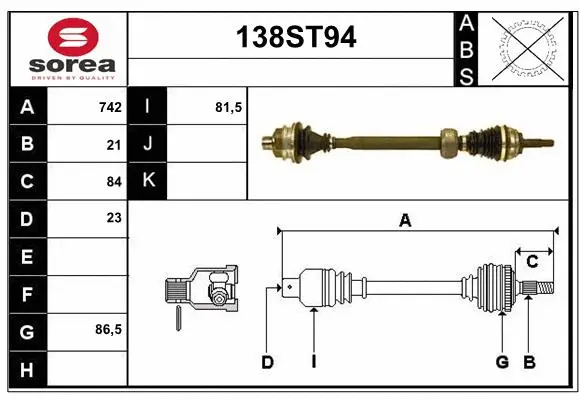 Arbre de transmission STARTCAR 138ST94