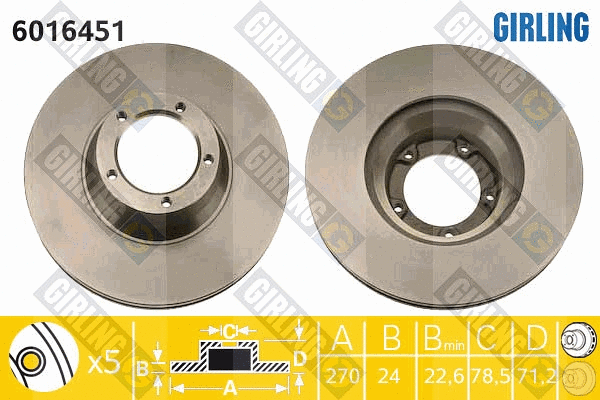Disque de frein GIRLING 6016451