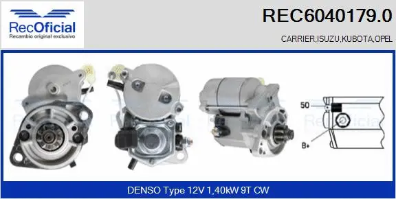 Démarreur RECOFICIAL REC6040179.0