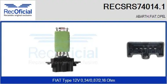 Résistance, pulseur d'air habitacle RECOFICIAL RECSRS74014.1