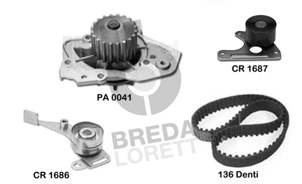 Pompe à eau + kit de courroie crantée BREDA LORETT KPA0116A
