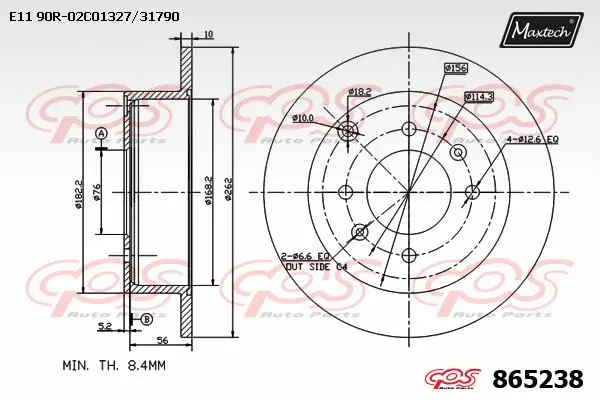 Disque de frein MAXTECH 865238