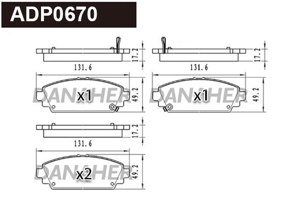 Kit de plaquettes de frein, frein à disque DANAHER ADP0670
