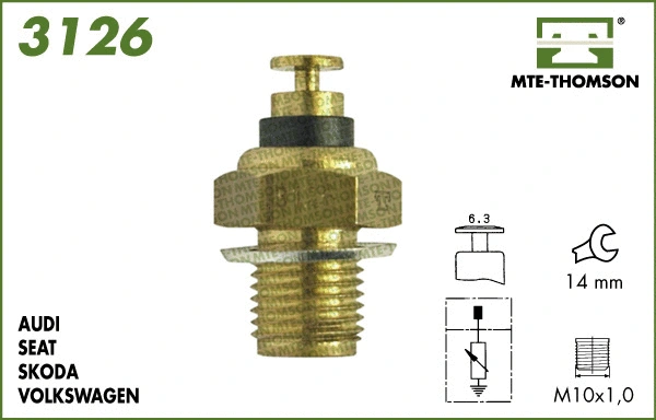 Sonde, température du liquide de refroidissement MTE-THOMSON 3126