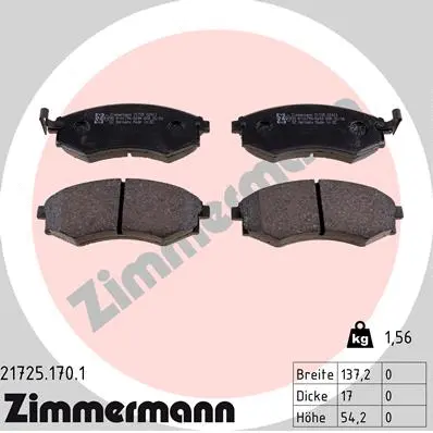 Kit de plaquettes de frein, frein à disque ZIMMERMANN 21725.170.1
