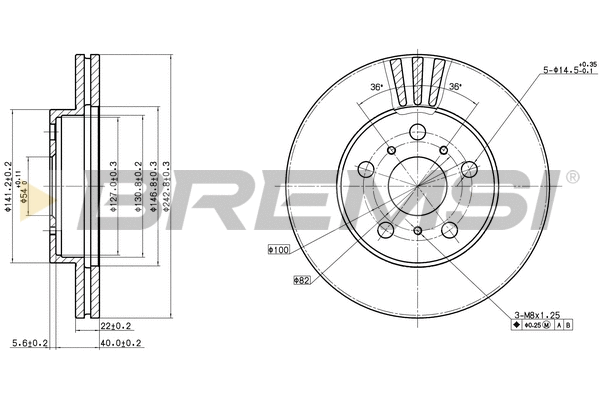 Disque de frein BREMSI CD6402V