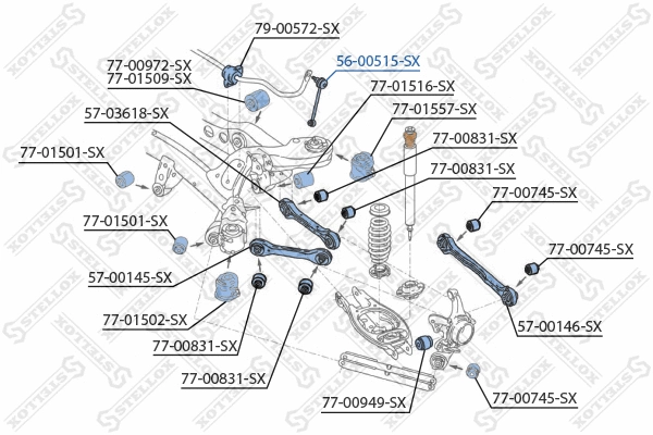 Entretoise/tige, stabilisateur STELLOX 56-00515-SX