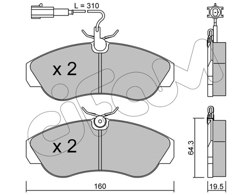 Kit de plaquettes de frein, frein à disque CIFAM 822-155-1