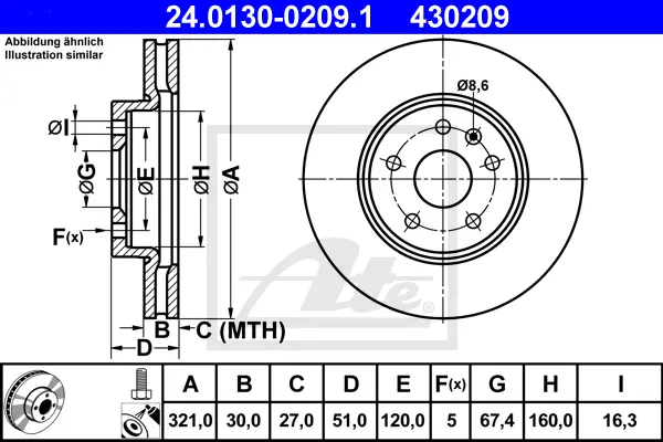 Disque de frein ATE-APAC 24.0130-0209.1