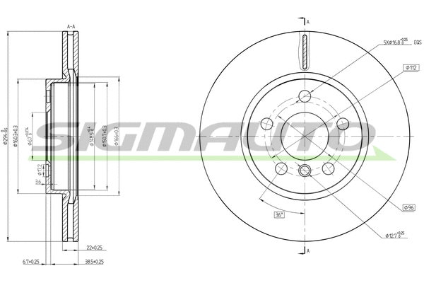 Disque de frein SIGMAUTO DBC613V
