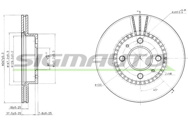 Disque de frein SIGMAUTO DBA867V