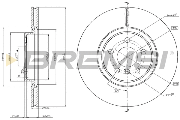 Disque de frein BREMSI CD8762V
