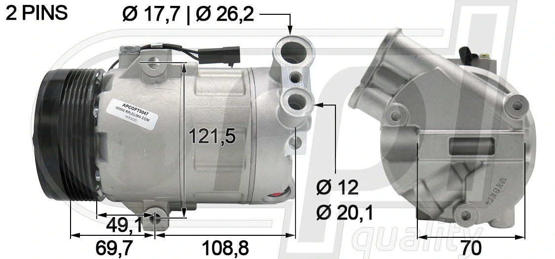 Compresseur, climatisation RPL QUALITY APCOFT5047