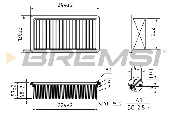 Filtre à air BREMSI FA1635