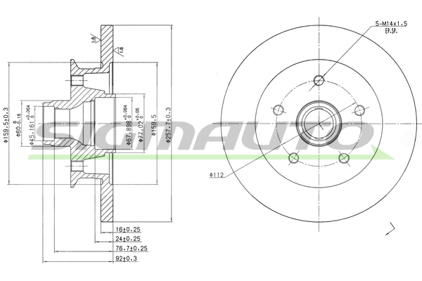 Disque de frein SIGMAUTO DBA542S