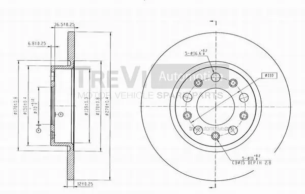 Disque de frein TREVI AUTOMOTIVE BD1053