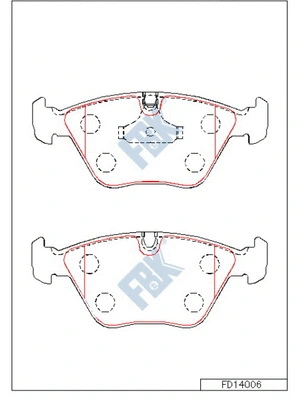 Kit de plaquettes de frein, frein à disque FBK FD14006