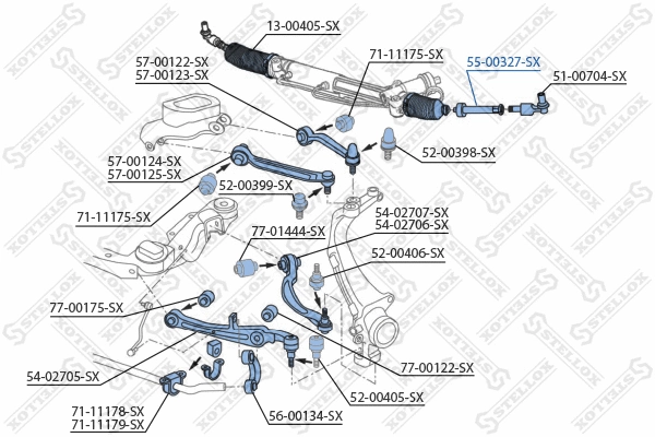 Rotule de direction intérieure, barre de connexion STELLOX 55-00327-SX