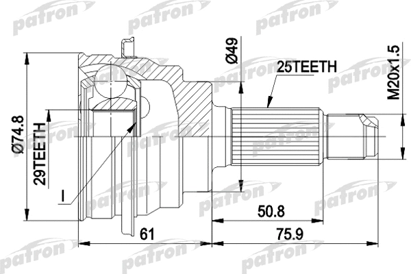 Jeu de joints, arbre de transmission PATRON PCV1039