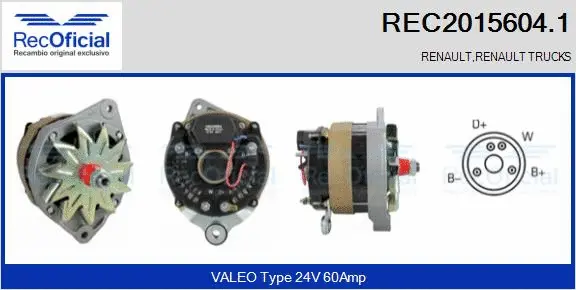 Alternateur RECOFICIAL REC2015604.1