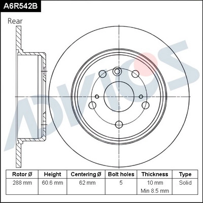 Disque de frein ADVICS A6R542B