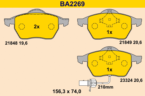 Kit de plaquettes de frein, frein à disque BARUM BA2269