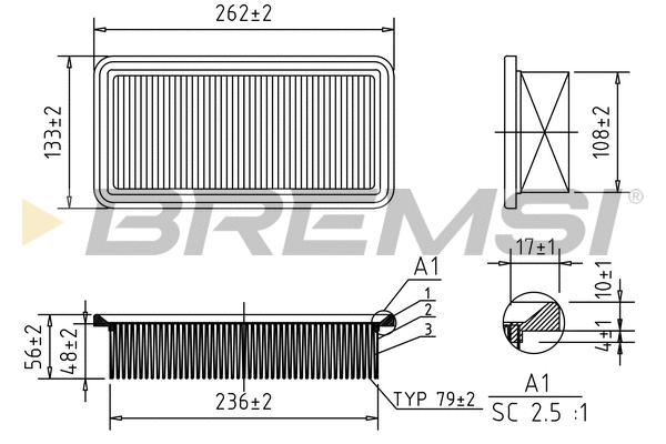Filtre à air BREMSI FA1204