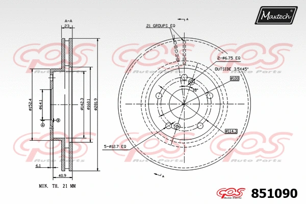 Disque de frein MAXTECH 851090