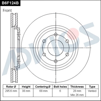 Disque de frein ADVICS B6F124B