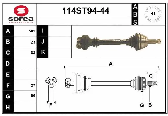 Arbre de transmission STARTCAR 114ST94-44