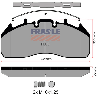 Kit de plaquettes de frein, frein à disque FRAS-LE PD/196-K019-PLUS